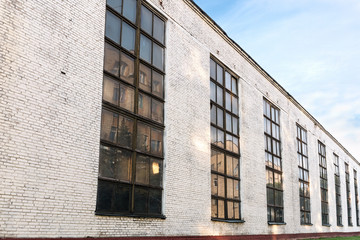 facade of an old industrial factory building. wide angle view. © Mr Twister