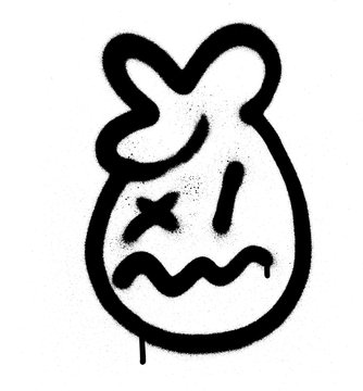 Graffiti shocked emoji sprayed in black on white