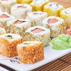 Sushi set on a white plate