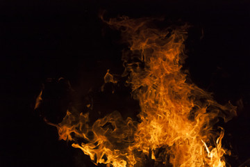 Yellow and orange fire frames  isolated on a black background