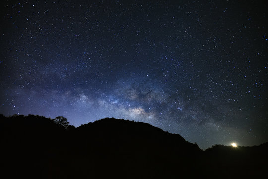milky way galaxy at Doi Luang Chiang Dao mountain, Long exposure photograph, with grain