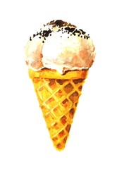 Ice cream in a waffle cone