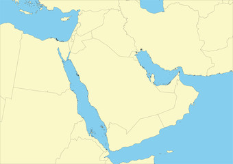 Vector map of Arabian peninsula or Arabia
