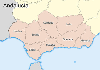 Vector map of the spanish autonomous community of Andalusia
