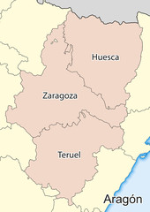 Vector map of the spanish autonomous community of Aragon
