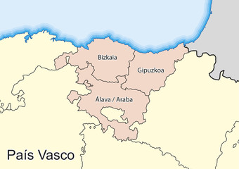 Vector map of the spanish autonomous community of Pais Vasco
