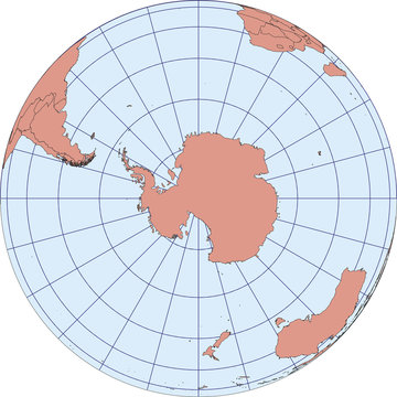 South Pole antarctica earth globe vector map