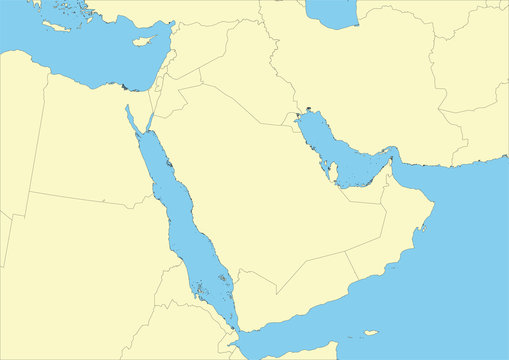 Vector map of Arabian peninsula or Arabia