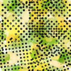 Materiał do szycia Urban geometric seamless pattern. Camouflage background. Camo textile print with watercolor effect. Colorful fabric swatch. Dotted wallpaper.