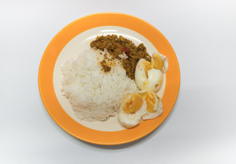 pork with yellow curry paste with rice