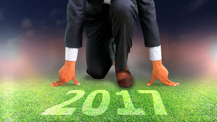 Man start business plan in 2017. business vision concept, goal of 2017