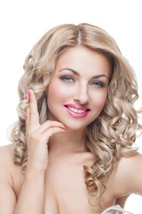 Fototapeta premium Beautiful girl with long blond hair