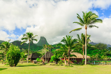 Beautiful sea and resort in Moorea Island at Tahiti PAPEETE, FRENCH POLYNESIA.