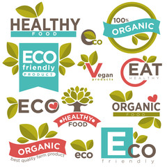 Eco products of best quality logotypes set on white