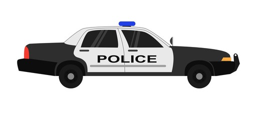 Police car realistic vector illustration isolated on white background.