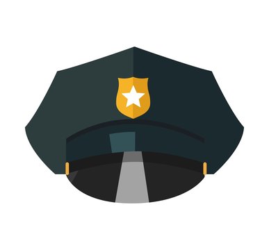 Police cap with golden token realistic vector illustration isolated