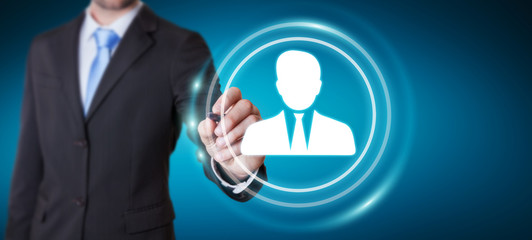 Businessman using digital social network 3D rendering