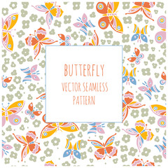 Fototapeta na wymiar Colorful seamless pattern ofabstract butterflies for girls and boys.