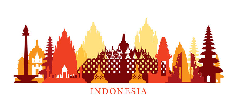 Indonesia Architecture Landmarks Skyline, Shape, Silhouette, Cityscape, Travel and Tourist Attraction