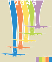 Infographic of Colorful Airplanes with Colorful Background, Vector Illustraton EPS 10.