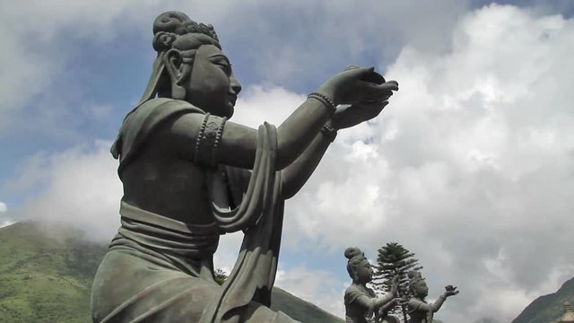 Six Devas outside the Giant Buddha - The first floor outside the Giant Buddha, Po Lin Monastery, located on Ngong Ping Plateau, on Lantau Island, Hong Kong.