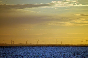 Sunset over power plant.