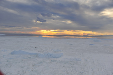 Beautiful view of icebergs in Snow Hill Antarctica