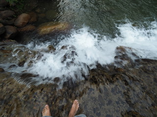 manmade waterfall in canal