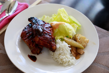 Dish of Mixed Buffet Philippines Style Food