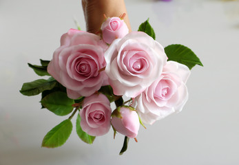 clay art, bouquet of roses flower