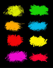 Abstract paint splashes set for design use. Splatter template set. Brushes vector illustration background