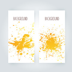 Naklejka premium Vector abstract background with big splash and place for your text. Grunge Vector Illustration. Splatter template. Paint set for design use.