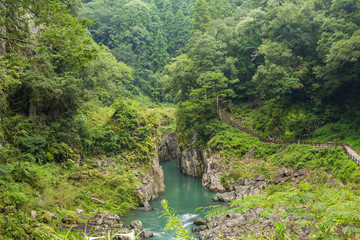 Takachiho gorge landscape and river in Miyazaki, Kyushu, Japan