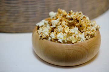 sweet caramel popcorn in bowl