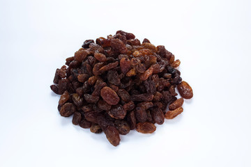 Raisins on white background isolated