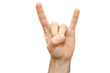 Rocker heavy metal male arm sign isolated