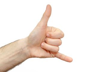 Shaka communicate wrist sign people contact isolated