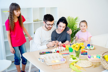 Family preparing for Easter