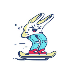 Singlet and jeans on skateboard.