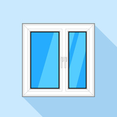 White plastic window with glass icon, flat style