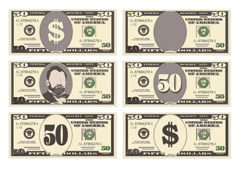 Naklejka na ściany i meble USA banking currency, cash symbol 50 dollars bill. 