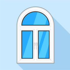 Modern arched plastic window icon, flat style