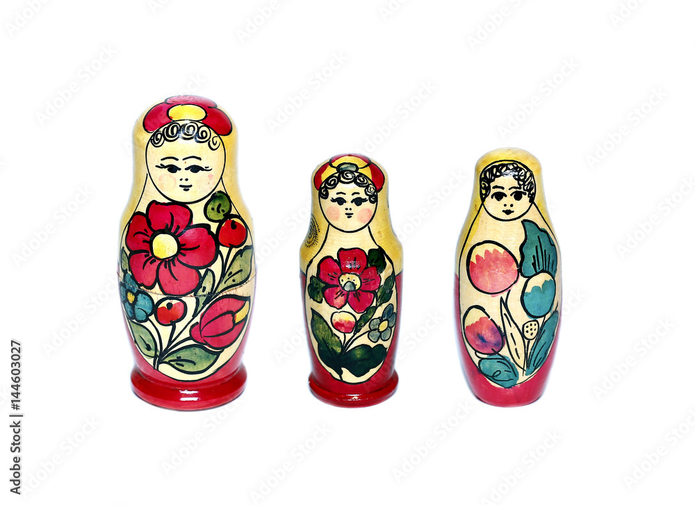 Wall mural Colorful Russian nesting dolls isolated