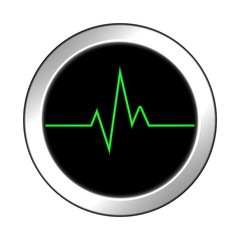 Glossy icon with green pulse. 3D rendering