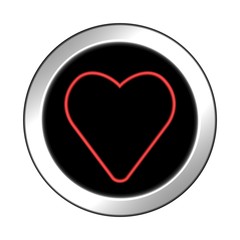 Glossy icon with heart. 3D rendering