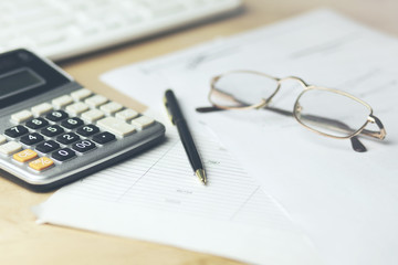 calculator with document and keyboard