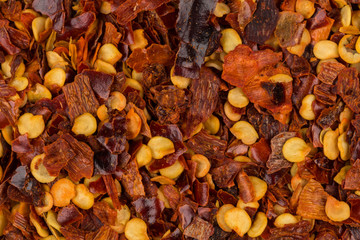 Pile of a crushed red pepper