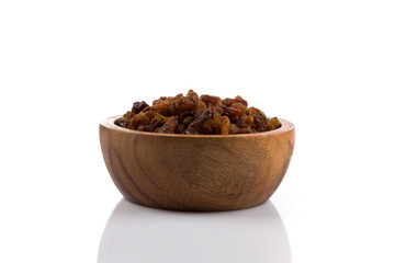 Sweet raisins on white
