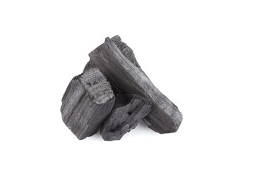 hardwood charcoal coal Isolated