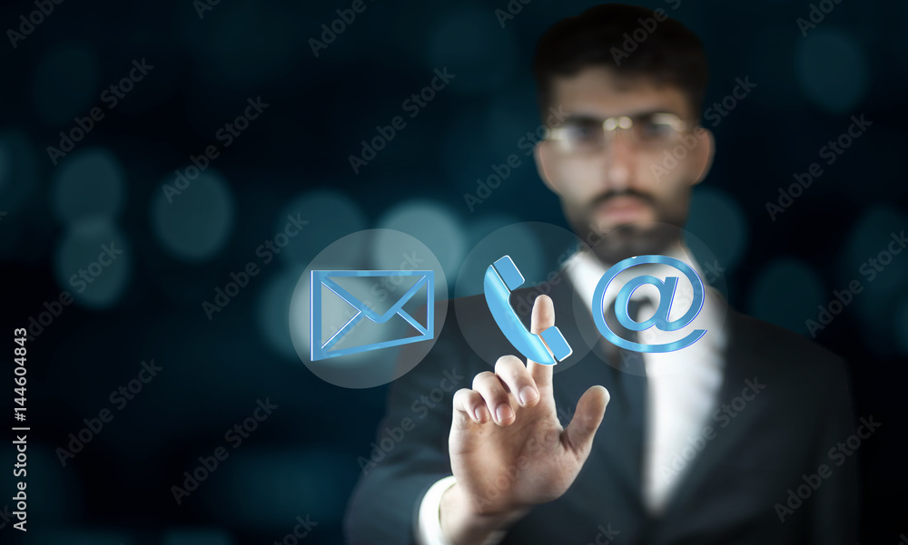 Poster man choosing mail as a contact method